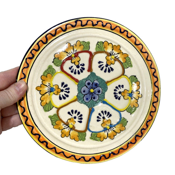 Unique Mexican Art Pottery Covered Dish Cheese Keeper Multicolor Mexico Folk Art - Picture 4 of 11
